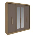 Guarda Roupa Casal 6 Portas Lugano Com Espelho Cedro/fendi
