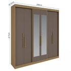 Guarda Roupa Casal 6 Portas Lugano Mdf Com Espelho Cedro/fendi