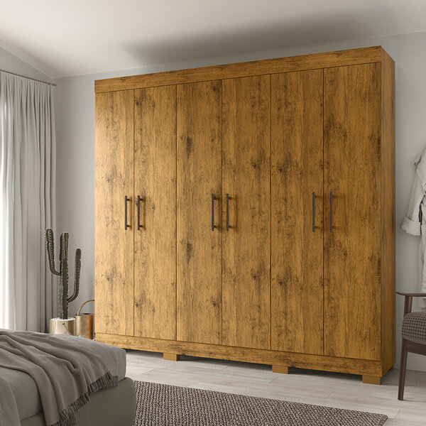 Guarda Roupa Casal 6 Portas Madrid Madeirado - Gelius