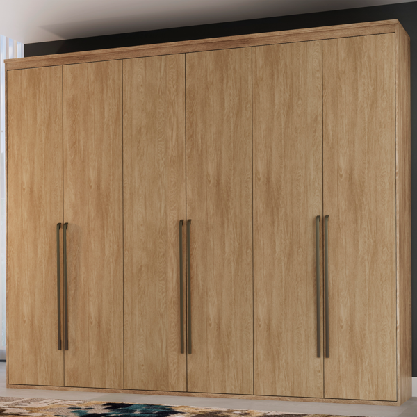 Guarda Roupa Casal 6 Portas Mdf Originale 2,07 M Belmax Carva