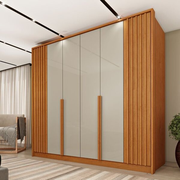 Guarda Roupa Casal 6 Portas Ripado 4 Gavetas 244cm Nova York