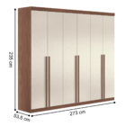 Guarda Roupa Casal 6 Portas Ripado Milão Jatobá Areia