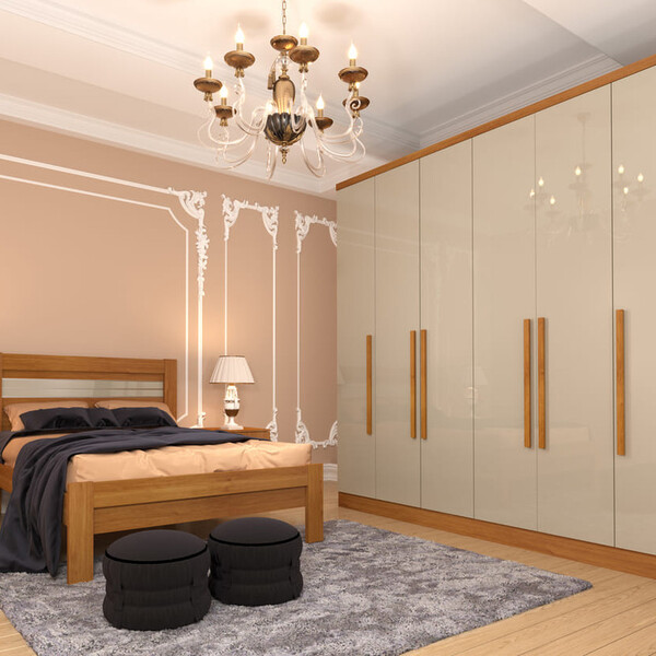 Guarda Roupa Casal 6 Portas - Veneza-cinamomo/off - Tcil