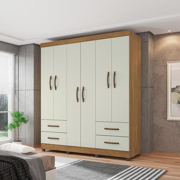 Guarda Roupa Casal 6 Portas Veneza Freijó Cinza Cristal