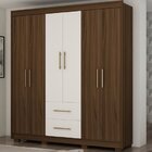 Guarda-roupa Casal 6 Portas Viena Gelius Móveis Nogueira/off