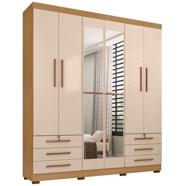 Guarda Roupa Casal 6p 200 Cm Com Espelho 11269 Incc