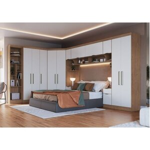 Guarda Roupa Casal 7 Peças Com Nicho Infinity Macadâmia/branco