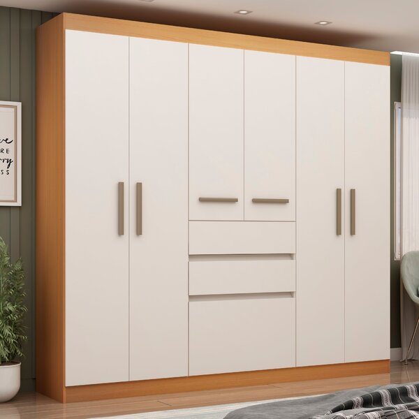 Guarda-roupa Casal 7 Portas 2 Gavetas Berna Yescasa Freijo/wh