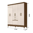 Guarda Roupa Casal 7 Portas 2 Gavetas Castanho Wood / Baunilh