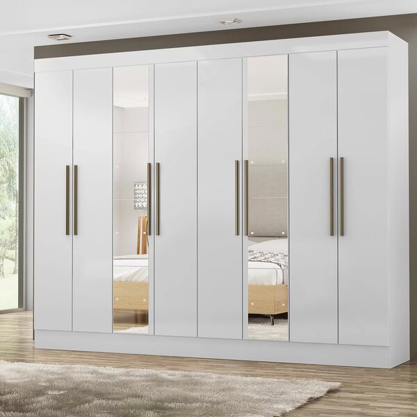 Guarda-roupa Casal 8 Espelhos 8 Portas 2 Gavetas Nova York Ye