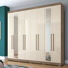 Guarda Roupa Casal 8 Portas 4 Gavetas Com Espelho E Pés Maste