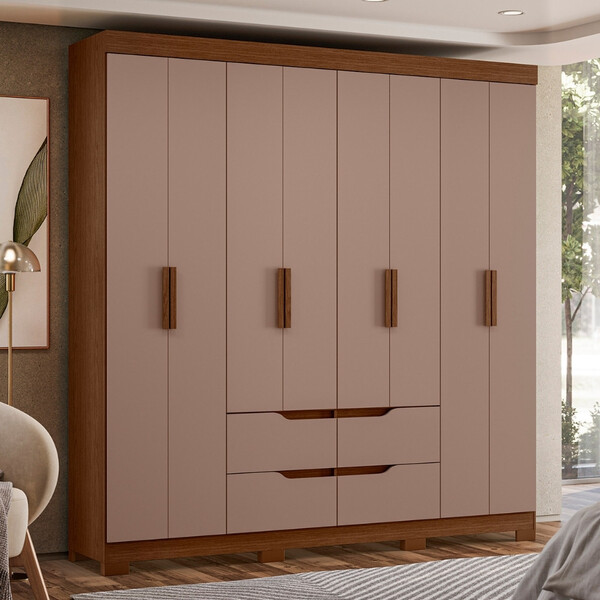Guarda Roupa Casal 8 Portas 4 Gavetas Com Pés Doble Albatroz