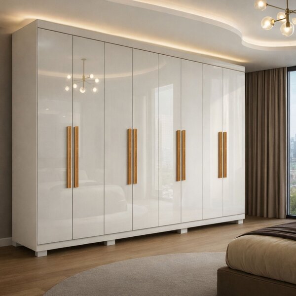 Guarda Roupa Casal 8 Portas 4 Gavetas Com Pés Paris Espresso