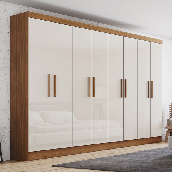 Guarda-roupa Casal 8 Portas 4 Gavetas Devon Henn Nature/off W