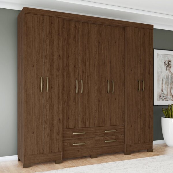 Guarda-roupa Casal 8 Portas 4 Gavetas Devon Plus Henn Castanho