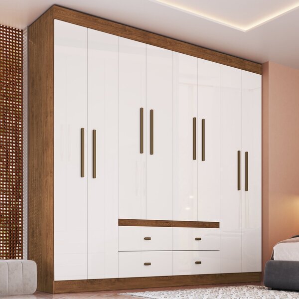 Guarda Roupa Casal 8 Portas 4 Gavetas Las Vegas  Off White/ N