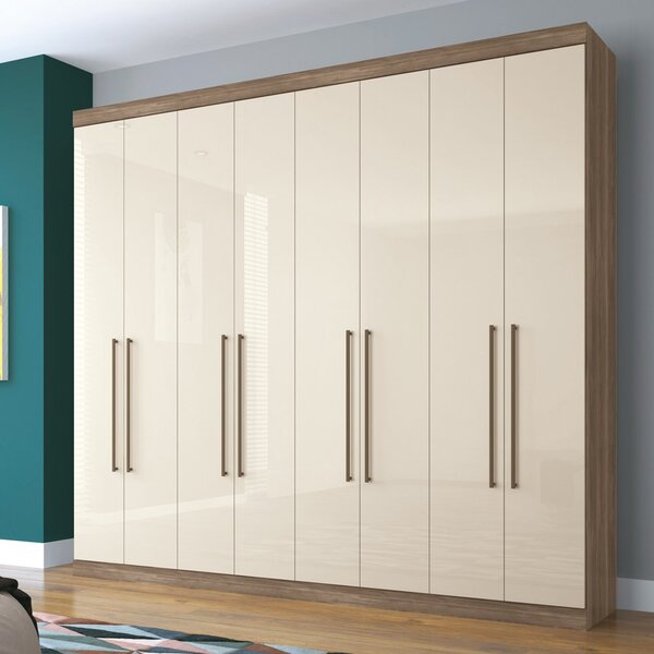 Guarda Roupa Casal 8 Portas 4 Gavetas Master Vip Castanha/off