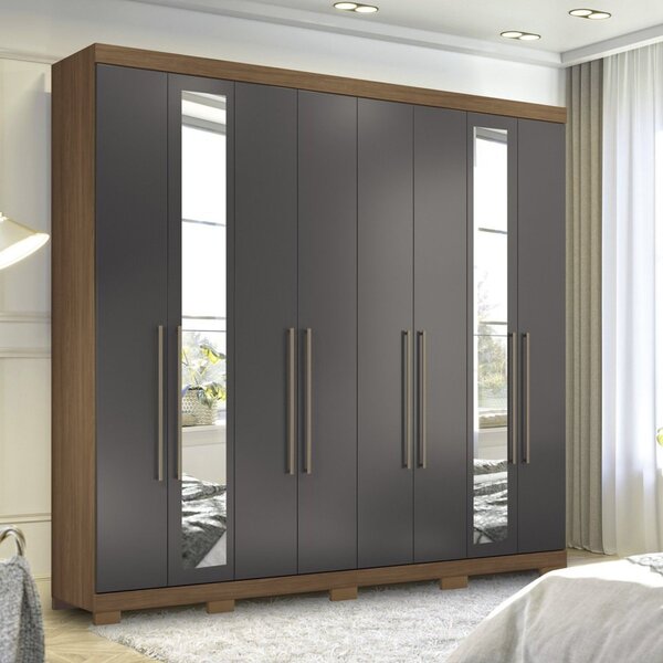 Guarda Roupa Casal 8 Portas 4 Gavetas Master Vip Com Espelhos