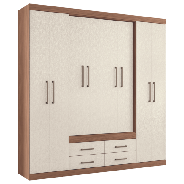 Guarda Roupa Casal 8 Portas 4 Gavetas Miami Jatobá Areia