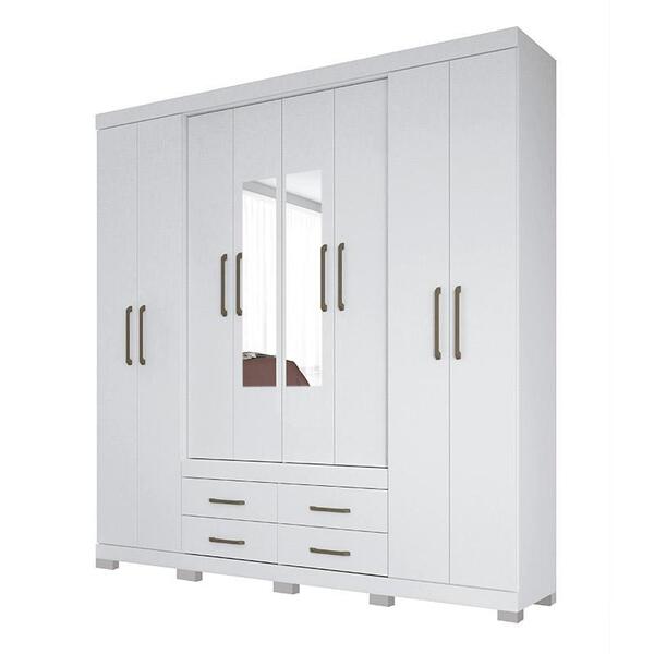 Guarda Roupa Casal 8 Portas 4 Gavetas Nápoles 8.4 Com Espelho