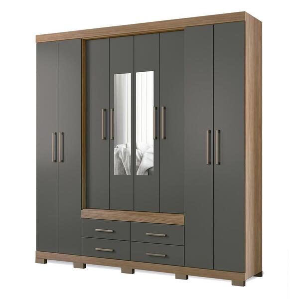 Guarda Roupa Casal 8 Portas 4 Gavetas Nápoles 8.4 Com Espelho