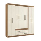 Guarda-roupa Casal 8 Portas 4 Gavetas Nápoles Jatobá/areia
