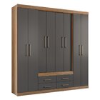 Guarda Roupa Casal 8 Portas 4 Gavetas Nápoles Jatobá/grafite