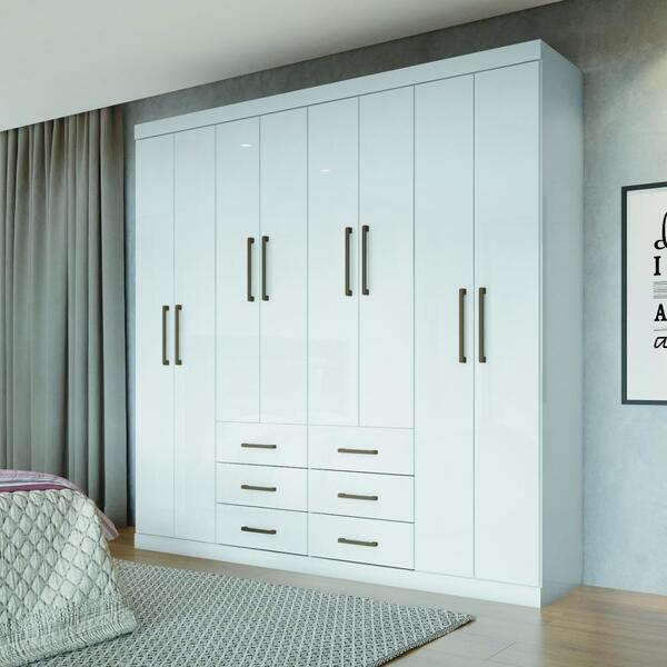 Guarda Roupa Casal 8 Portas 6 Gavetas Liverpool Branco - Sant