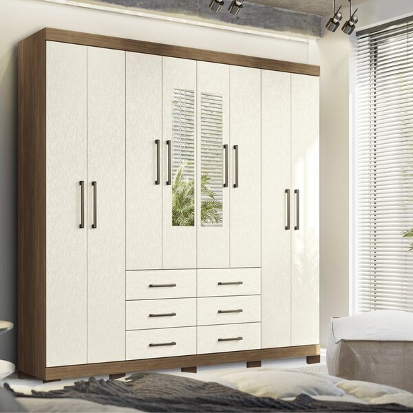 Guarda-roupa Casal 8 Portas 6 Gavetas Liverpool Com Espelhos