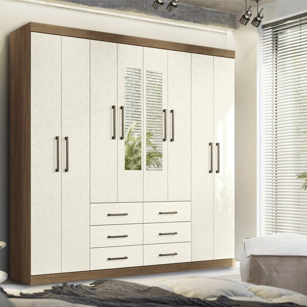 Guarda-roupa Casal 8 Portas 6 Gavetas Liverpool Com Espelhos