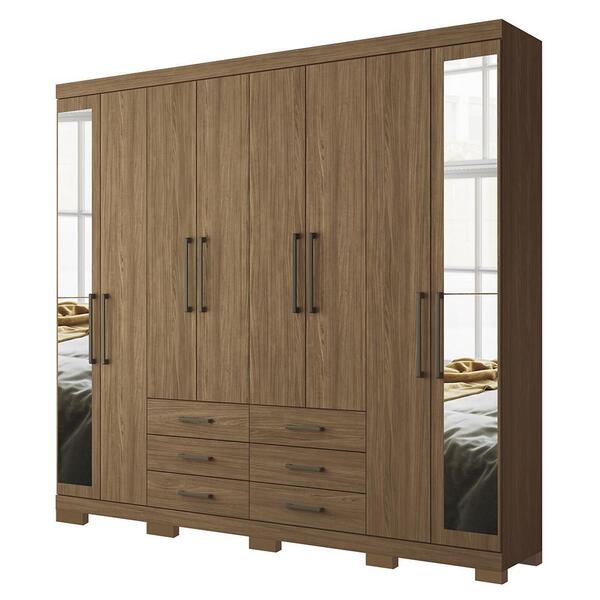 Guarda Roupa Casal 8 Portas 6 Gavetas Master 8.6 Com Espelho