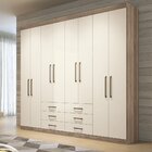 Guarda Roupa Casal 8 Portas 6 Gavetas Master Castanho/off Whi