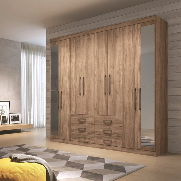 Guarda Roupa Casal 8 Portas 6 Gavetas Master Com Espelho Atac