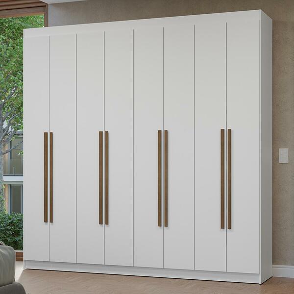 Guarda-roupa Casal 8 Portas Batentes Branco/branco/rustic Net
