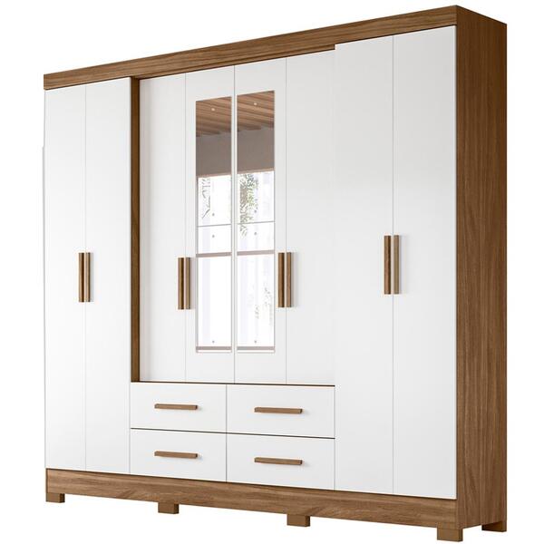 Guarda Roupa Casal 8 Portas Com Espelho 9413 Moval