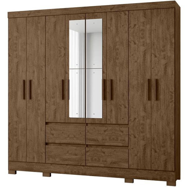 Guarda Roupa Casal 8 Portas Com Espelho 9720 Moval