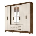Guarda Roupa Casal 8 Portas Espelho 4 Gavetas Castanho Wood /