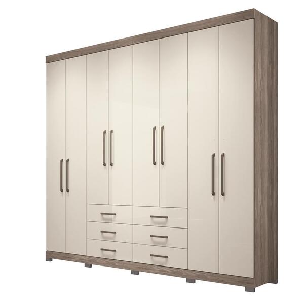 Guarda Roupa Casal 8 Portas Master Vip 8.6 Castanha/off White