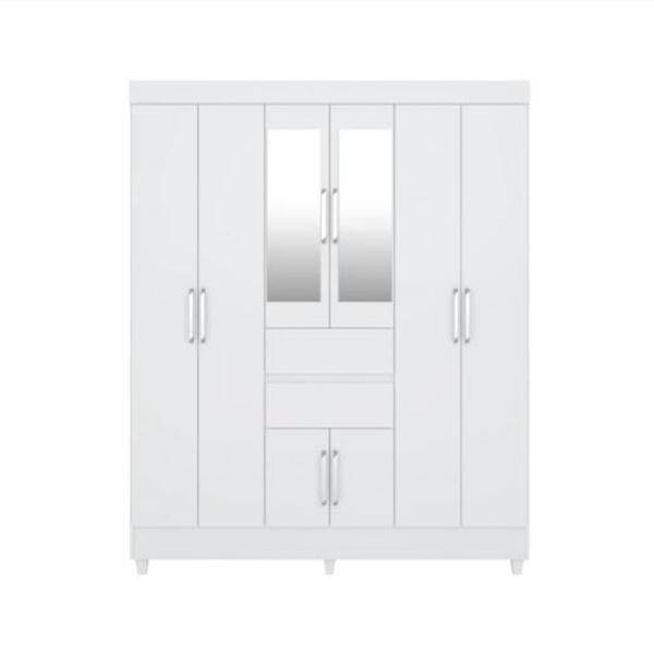 Guarda Roupa Casal 8 Portas Munique C/ Espelho Branco