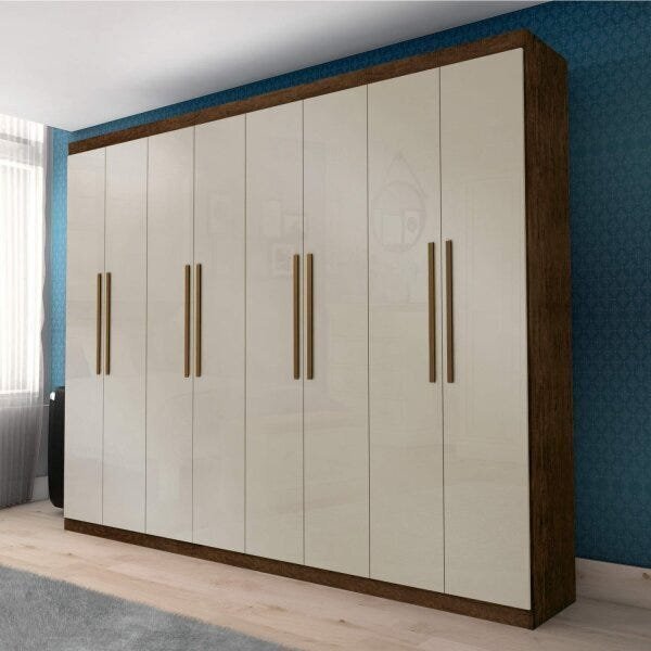 Guarda-roupa Casal 8 Portas Premium Benetil Móveis Avelã Ipê/