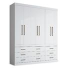Guarda Roupa Casal 9 Gavetas 6 Portas Branco Plus 6.9 Santos
