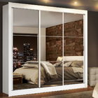 Guarda Roupa Casal  3 Portas de Correr de Espelho Madesa Lyon