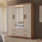 Guarda Roupa Casal  4 Portas 4 Gavetas 2 Espelhos E Pés Miami