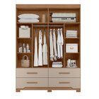 Guarda Roupa Casal  4 Portas 4 Gavetas 2 Espelhos E Pés Miami