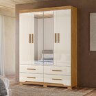 Guarda Roupa Casal  4 Portas 4 Gavetas 2 Espelhos E Pés Miami