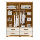 Guarda Roupa Casal  4 Portas 4 Gavetas 2 Espelhos E Pés Miami