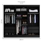 Guarda-roupa Casal  Ana 6 Pt 4 Gv Preto 240 Cm