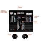Guarda-roupa Casal  Ana 6 Pt 4 Gv Preto 240 Cm