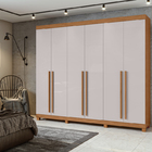 Guarda-roupa Casal  Bertha 6 Portas 4 Gavetas Amêndoa Clean/o