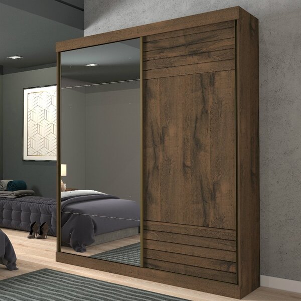 Guarda Roupa Casal  Com Espelho 2 Portas Correr  Bia Panan